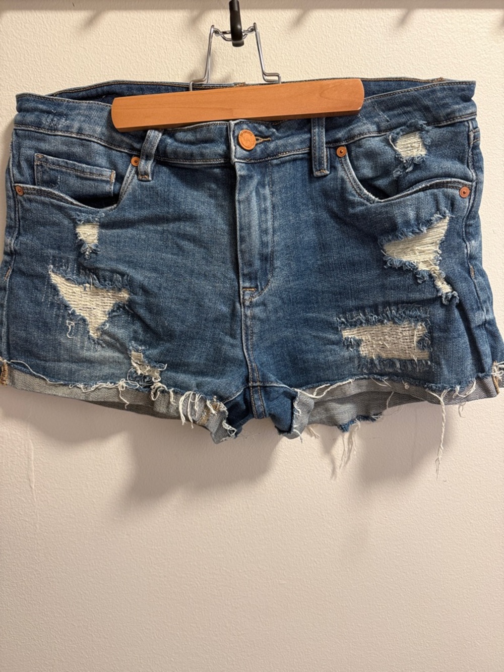 Blank NYC Blue Distressed Cutoff Denim Shorts